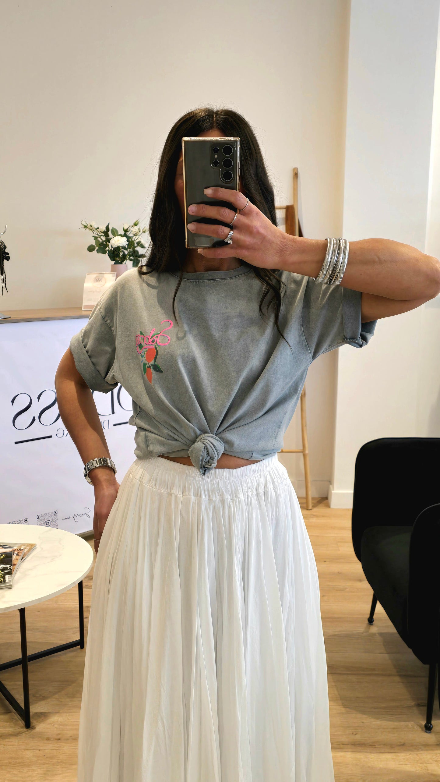 T-shirt Imprimé Fruits – Gris Délavé