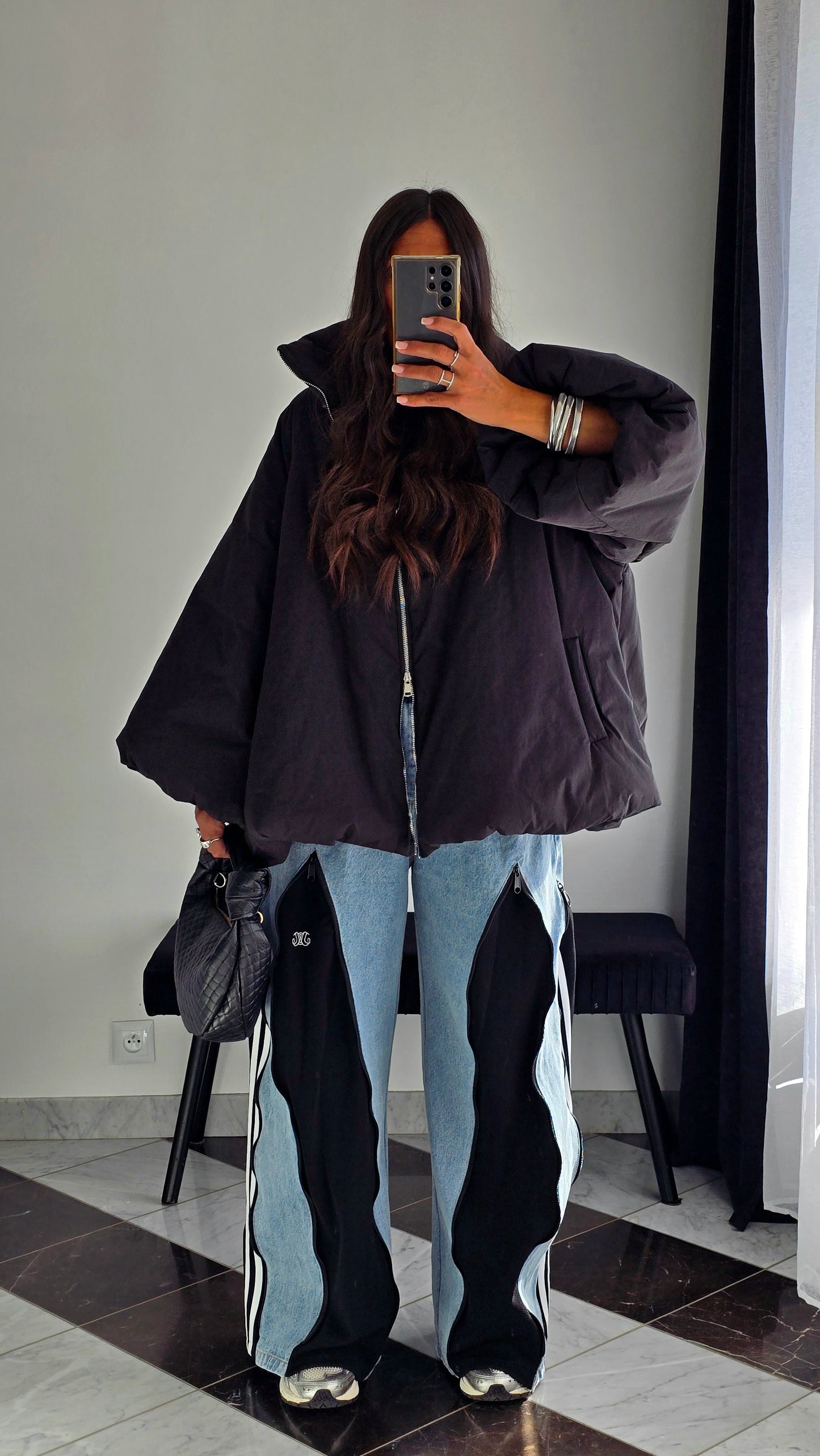 Manteau Oversize Cocooning Noir – Manches Ballon