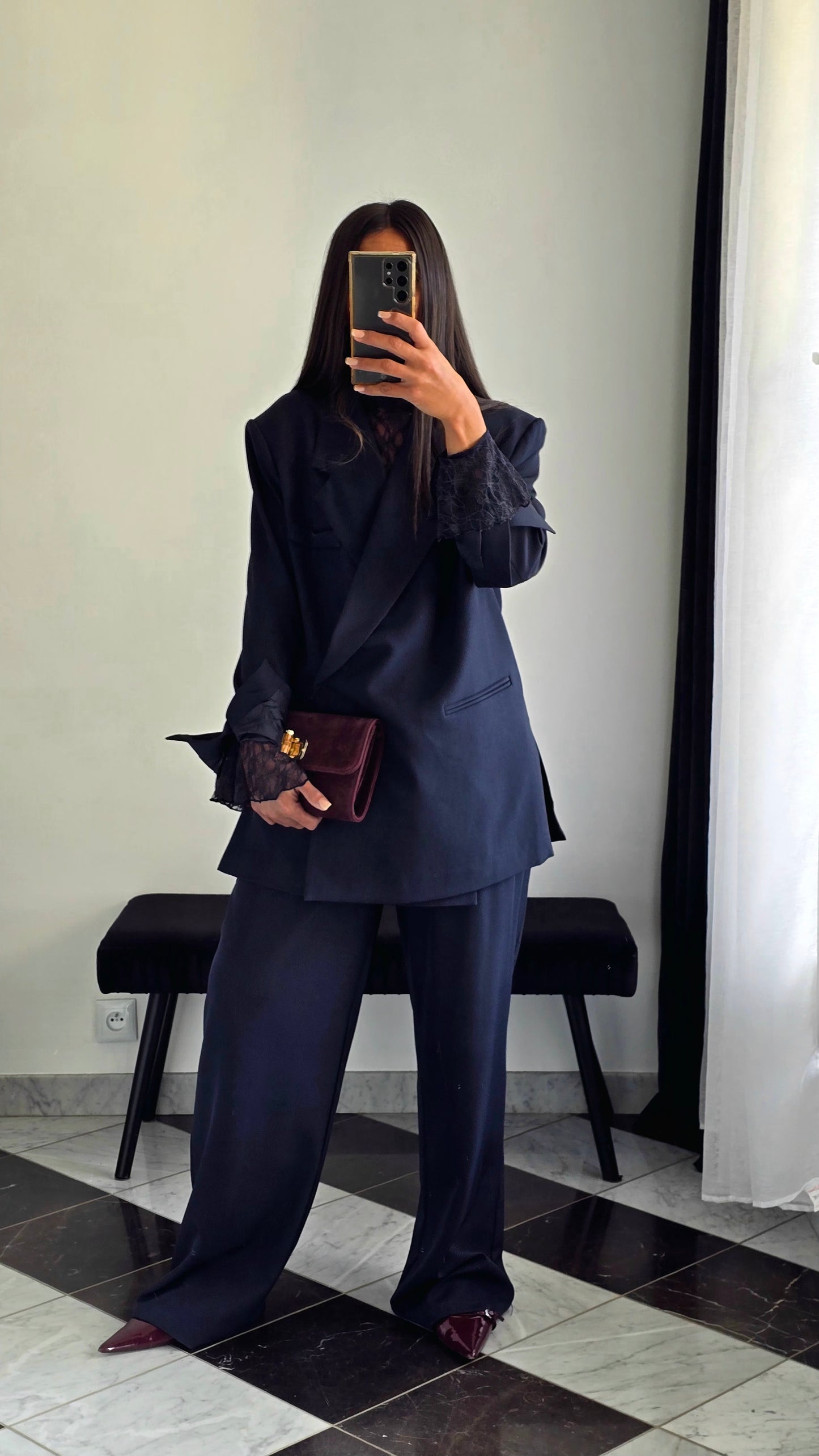 Blazer Croisé Oversize – Bleu Marine Profond