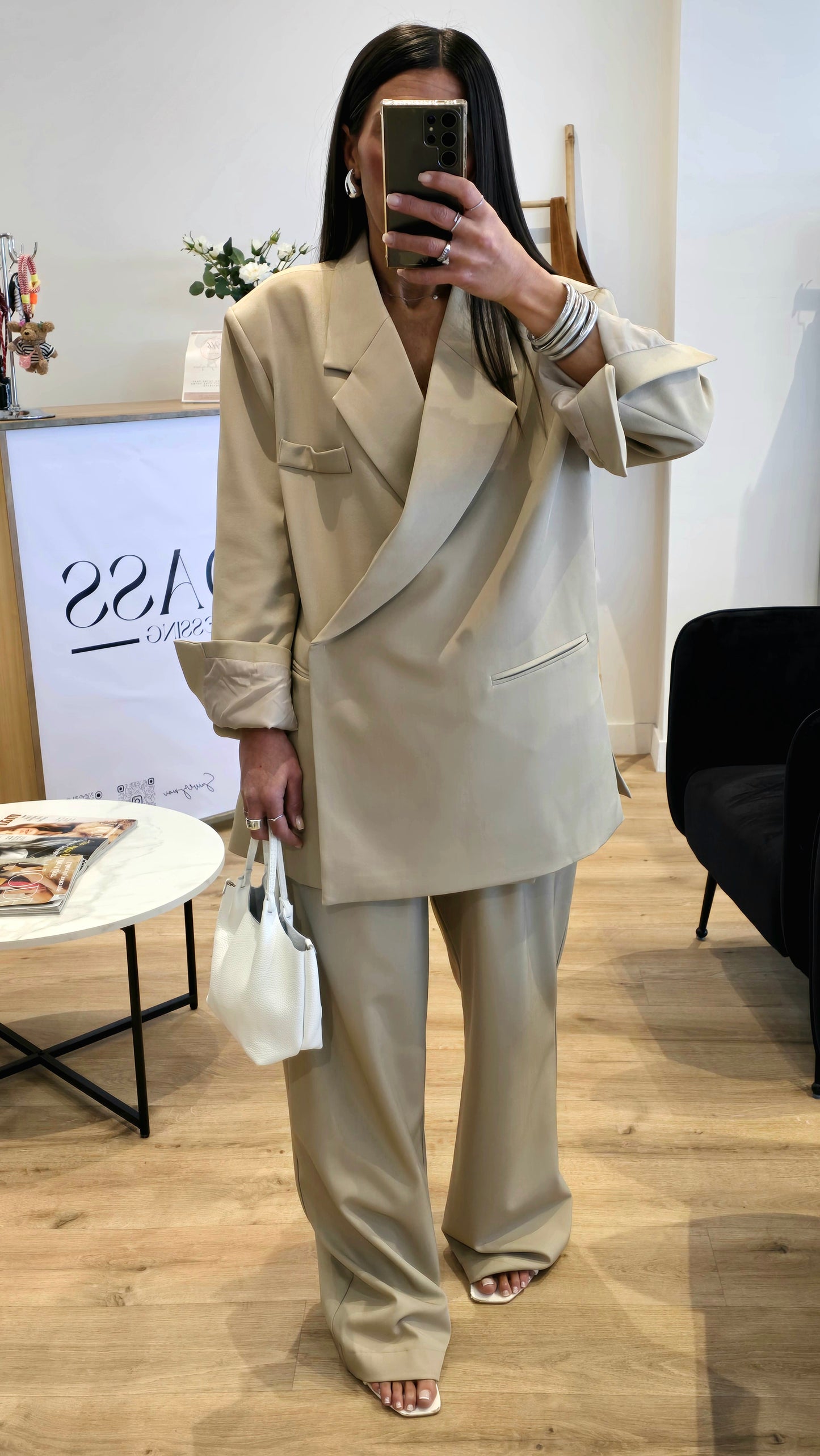 Blazer Croisé Beige Clair