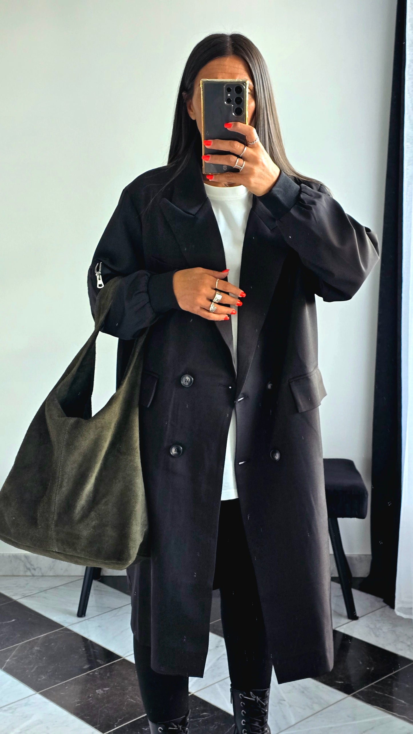 👜 Sac Hobo en cuir de vachette suédé – Kaki
