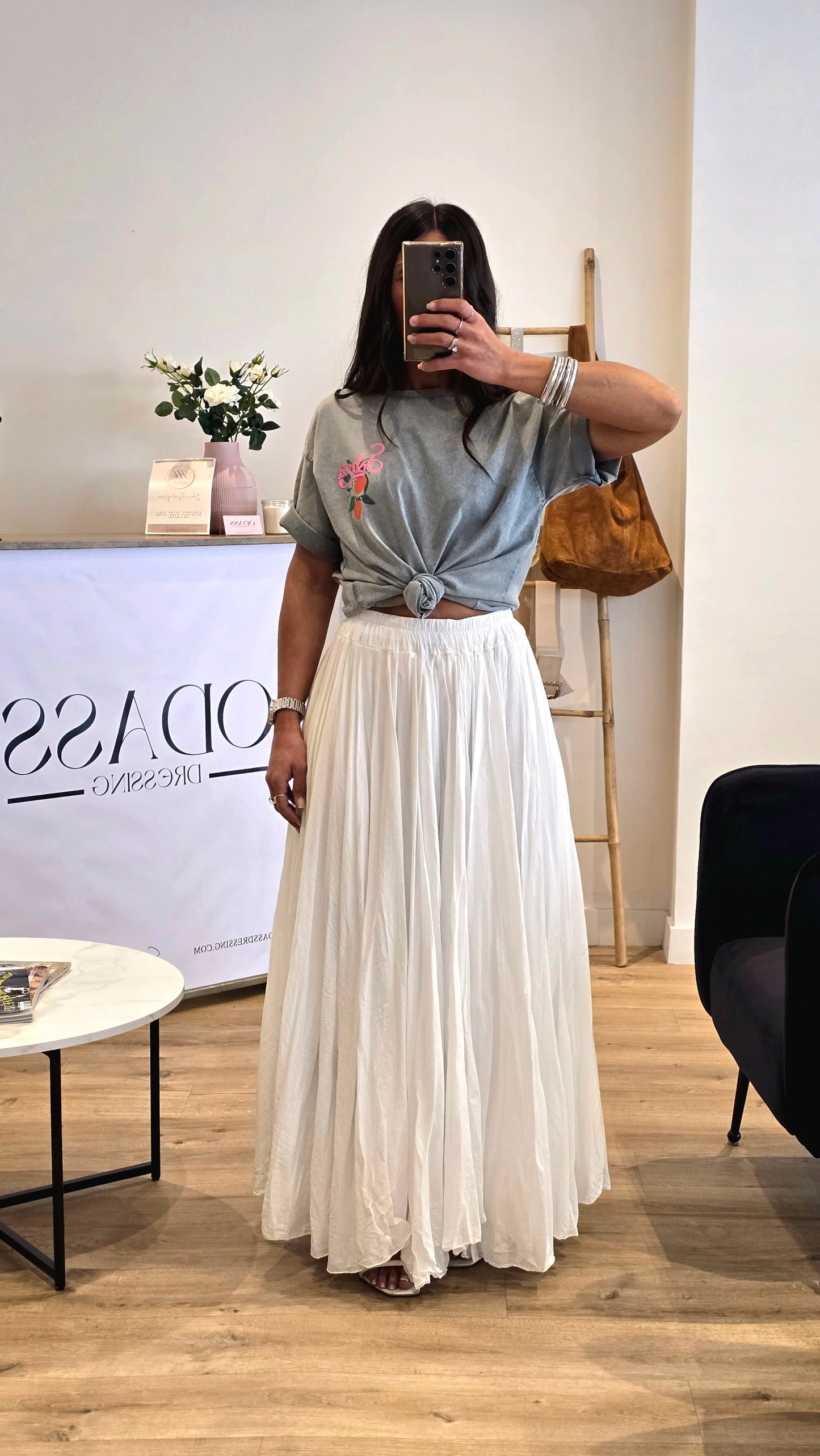 Jupe Longue Blanche 100% Coton – Fabriquée En Italie