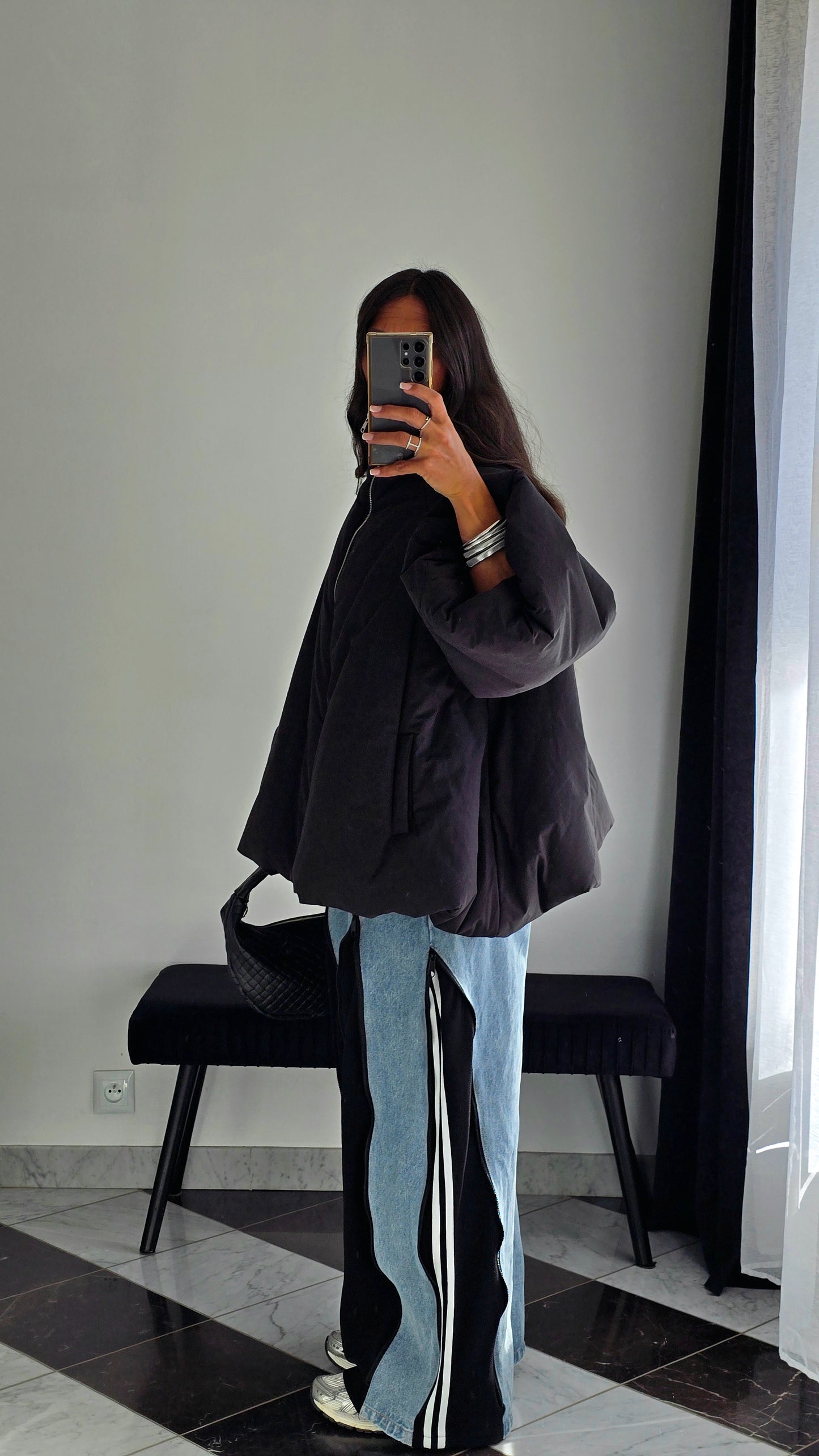 Manteau Oversize Cocooning Noir – Manches Ballon