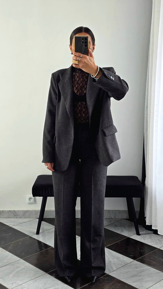 Pantalon Tailoring Droit – Gris Anthracite Chiné