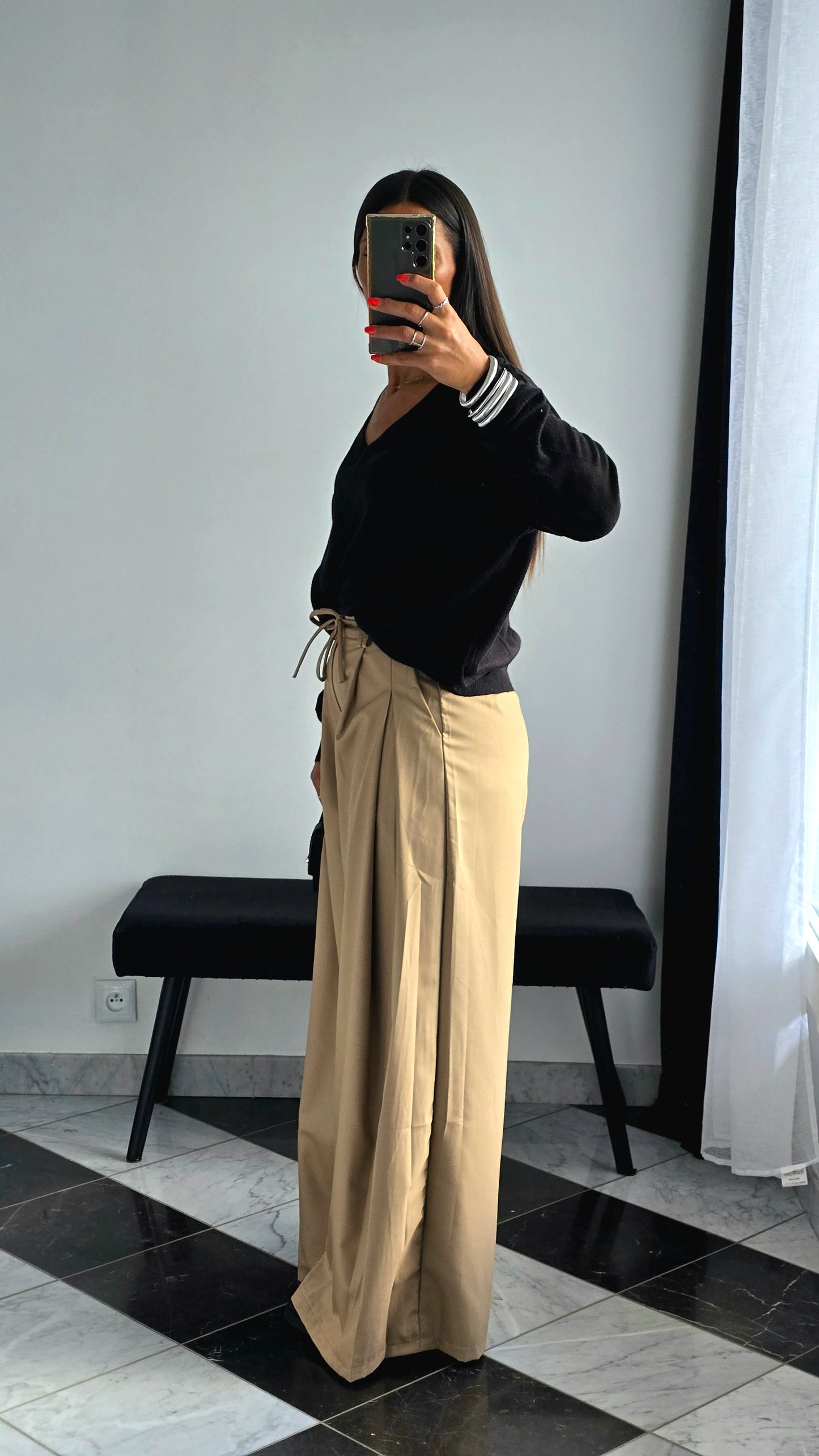 Pantalon Palazzo Beige