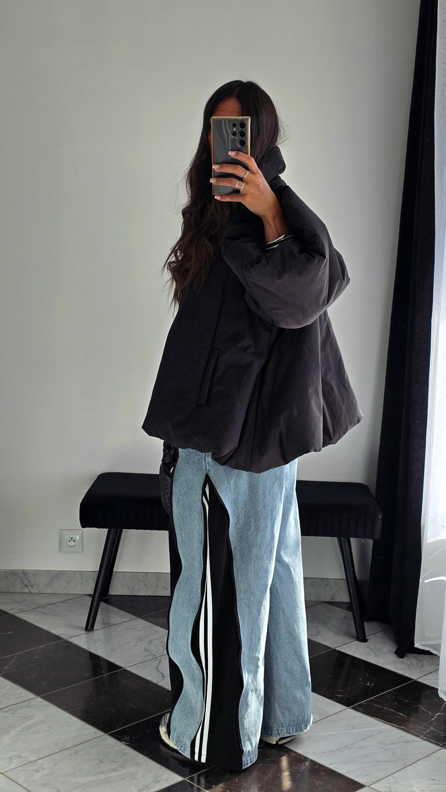 Manteau Oversize Cocooning Noir – Manches Ballon