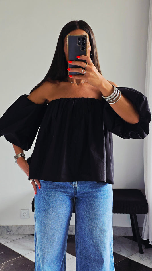 Top Épaules Dénudées en Popeline – Fabriqué en Italie