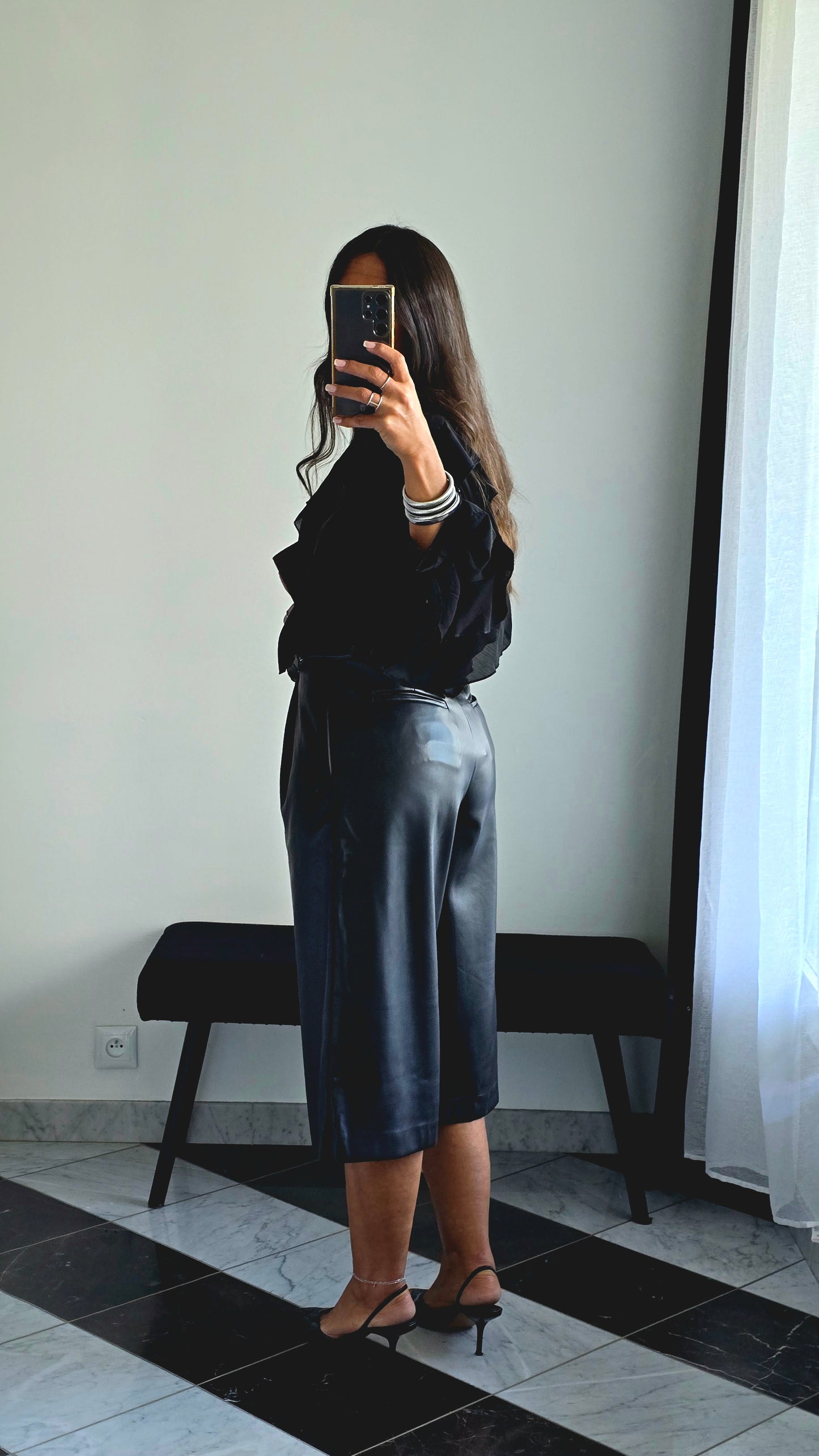 Bermuda Simili Cuir Noir