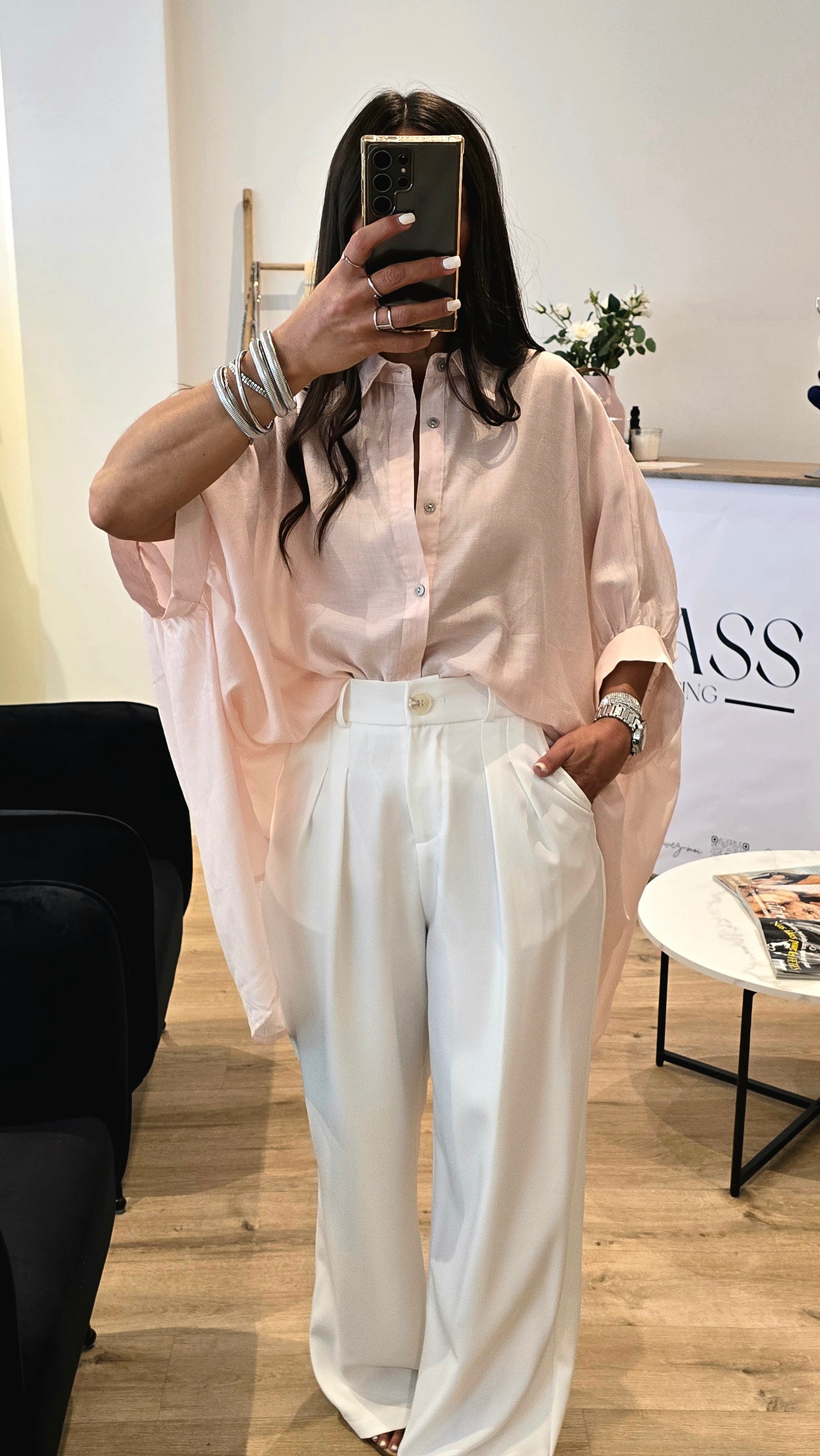 Chemise oversize fluide rose