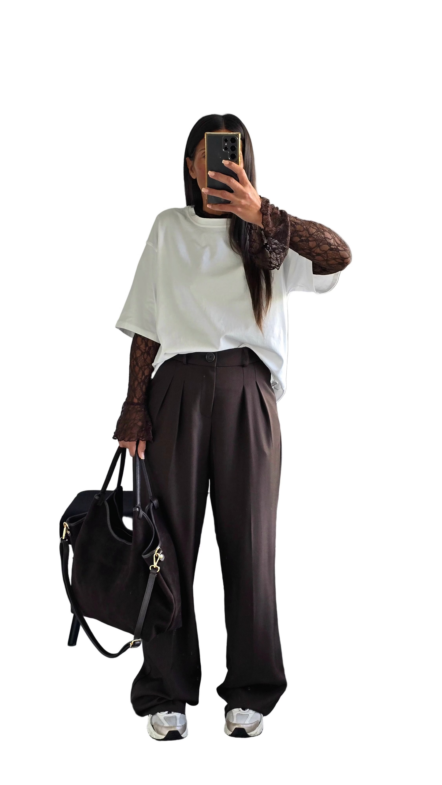 Pantalon Tailleur Évasé – Chocolat Profond
