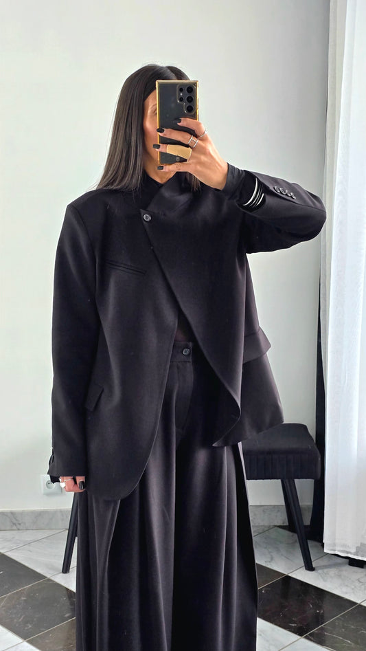 Blazer Tailoring Statement Noir – Col Asymétrique Transformable