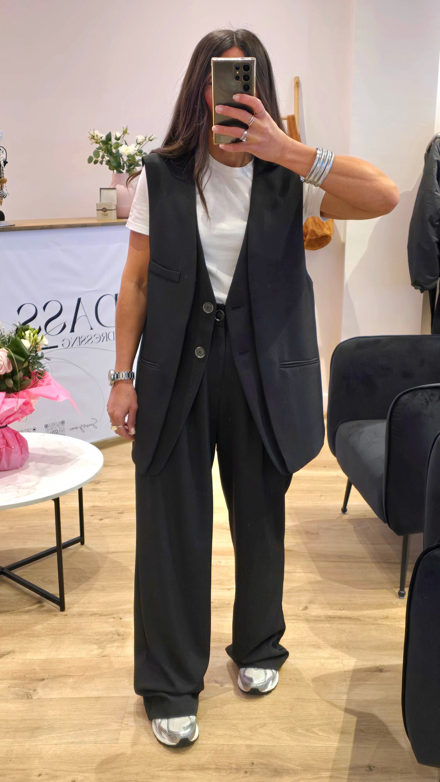 Pantalon Tailleur Large Noir