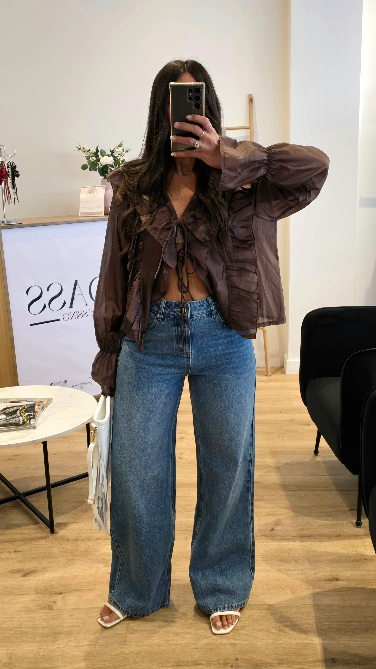Jean Wide Leg taille Haute – Délavage Brut