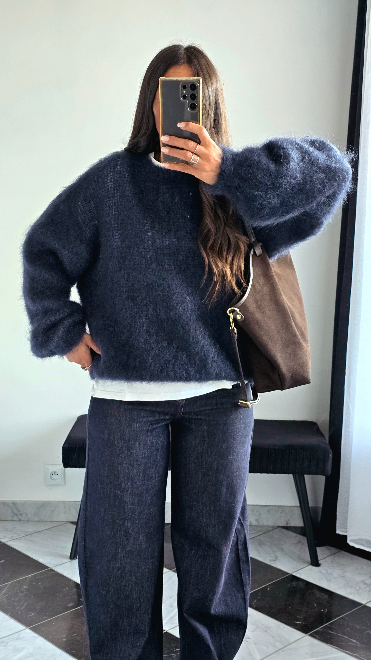 Pull Oversize Kid Mohair – Bleu Nuit