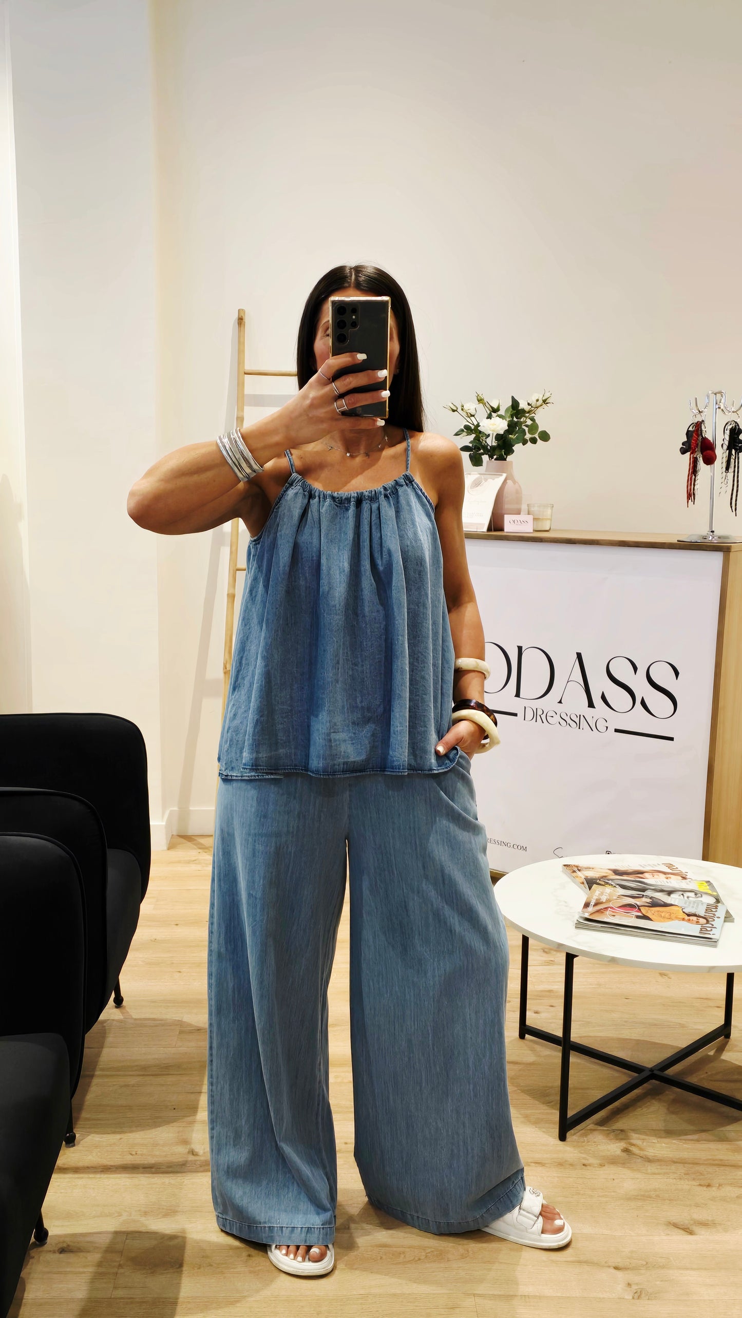 Top Aérien à Nouer – Bleu Denim Clair