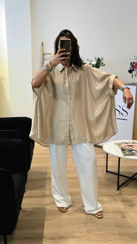 Chemise oversize fluide beige