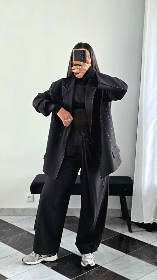 Pantalon Tailleur Couture – Noir