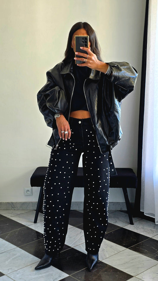 Veste oversize effet cuir noir – Style urbain & tendance