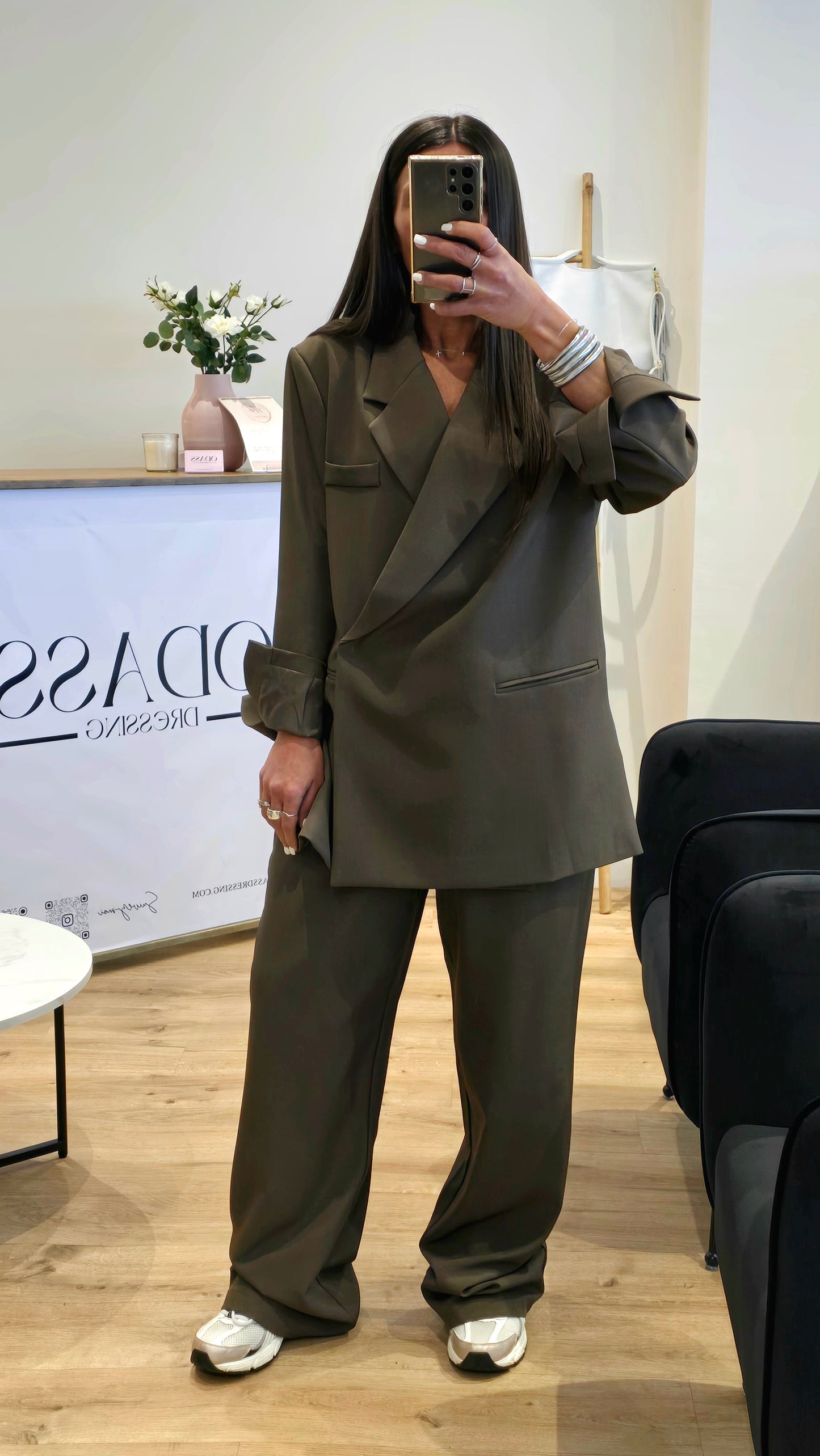 Pantalon Tailleur Large Marron Clair