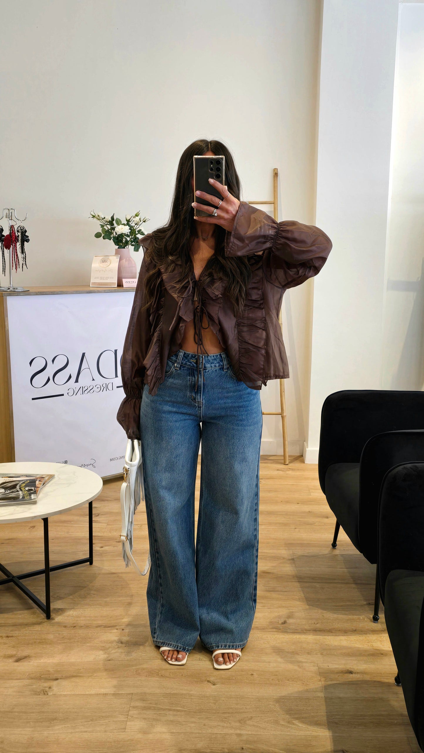 Jean Wide Leg taille Haute – Délavage Brut