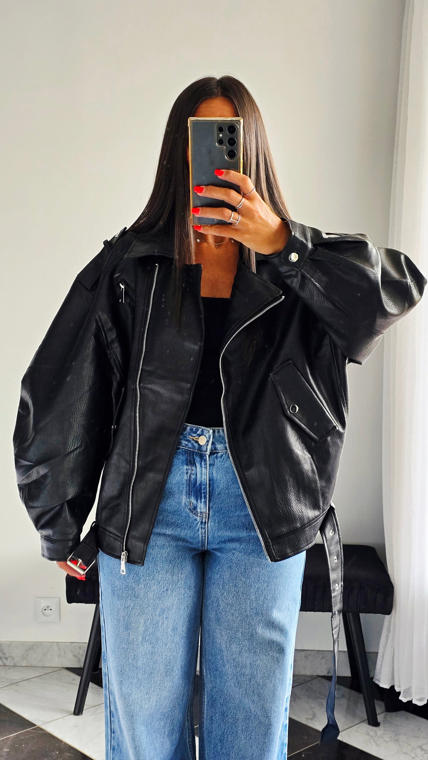 Perfecto Oversize effet cuir – Doublure intégrale