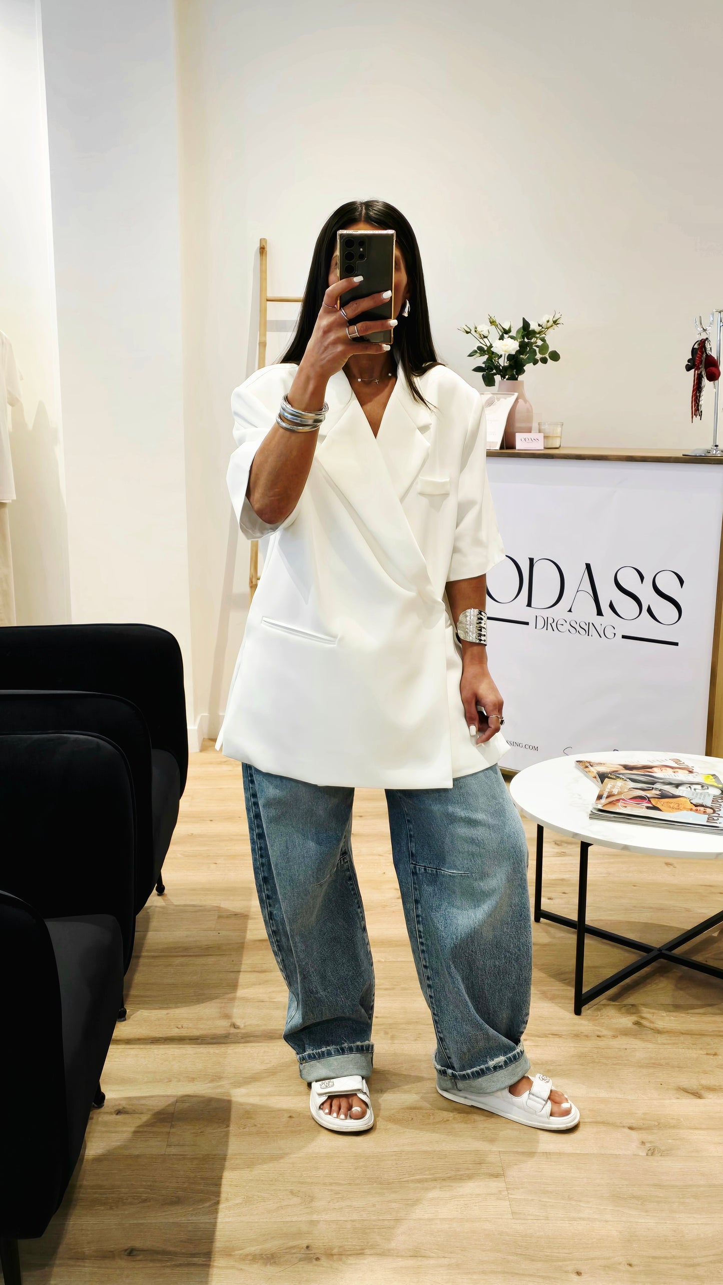 Blazer manches courtes structuré – Blanc