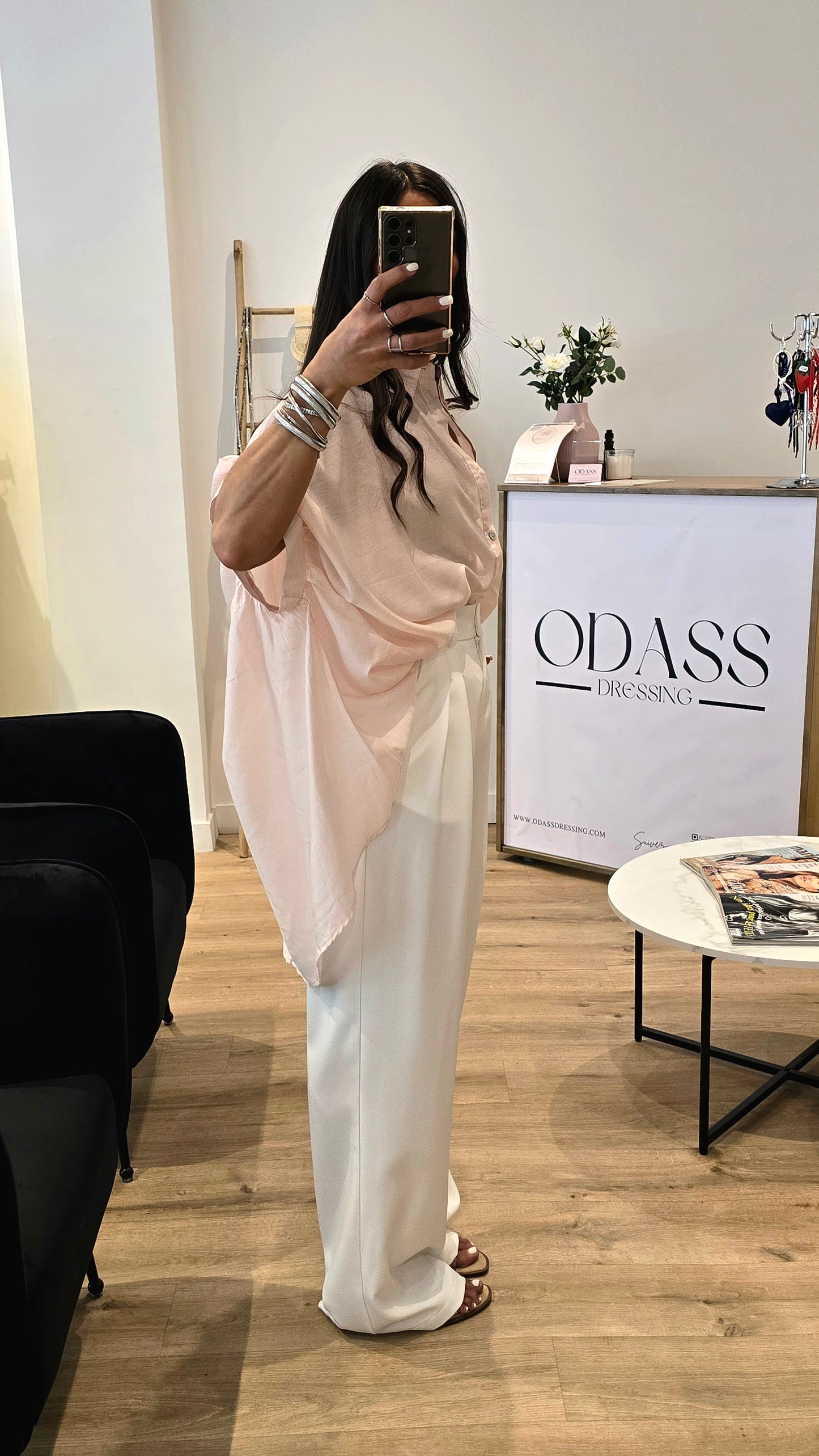 Chemise oversize fluide rose