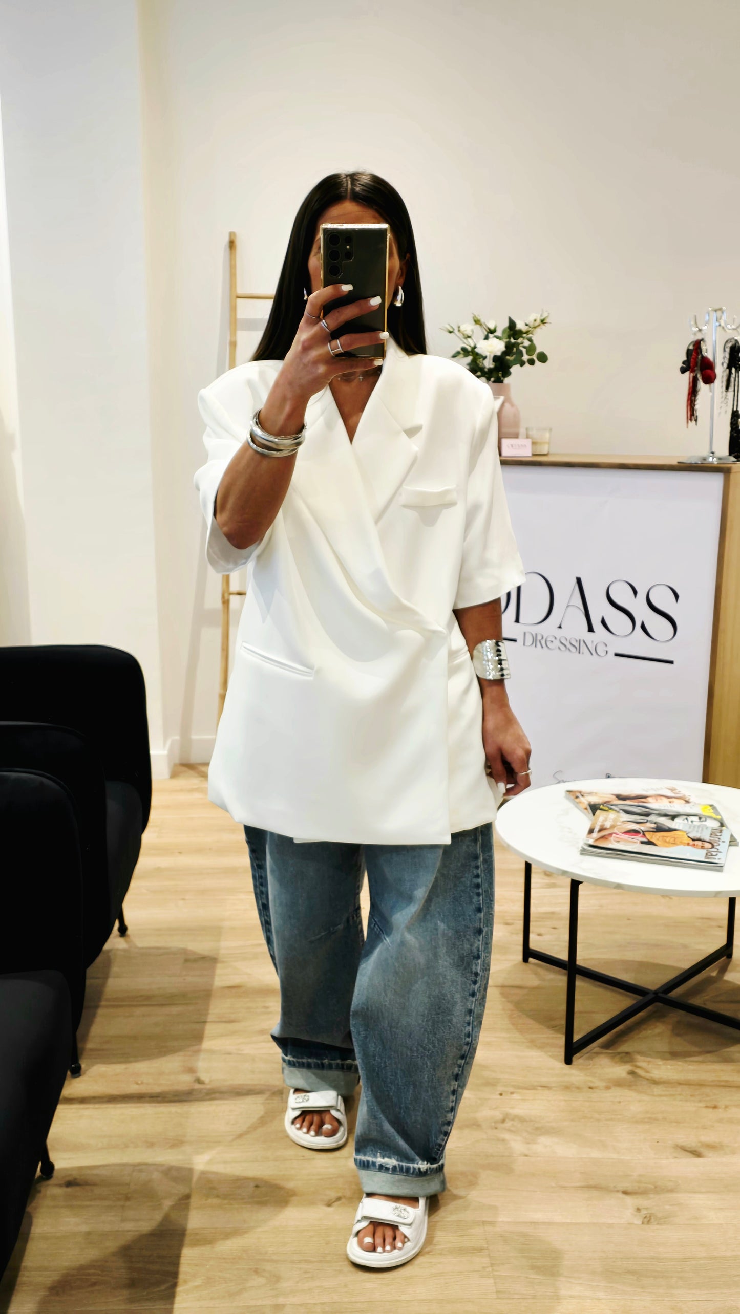 Blazer manches courtes structuré – Blanc