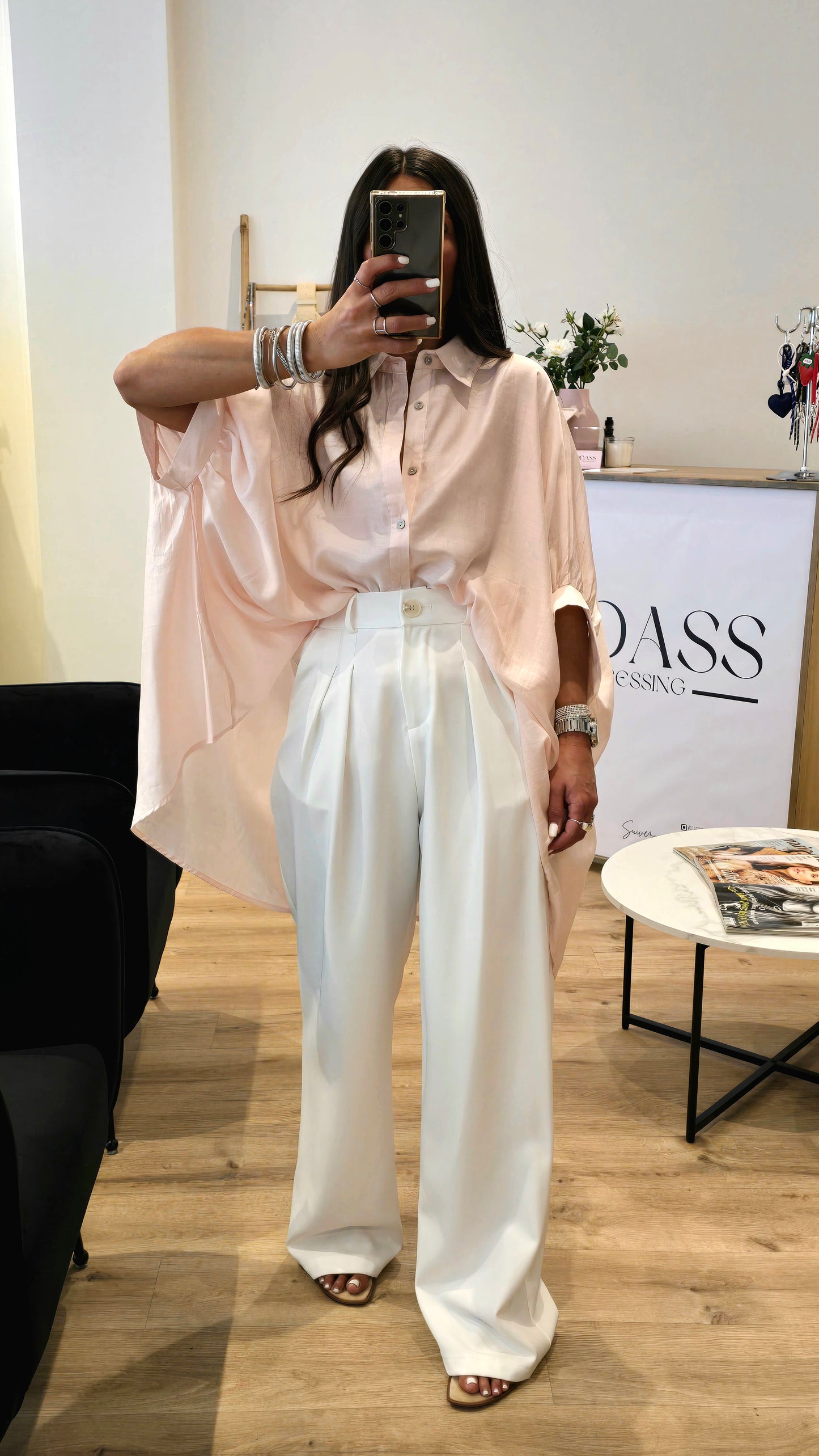 Chemise oversize fluide rose