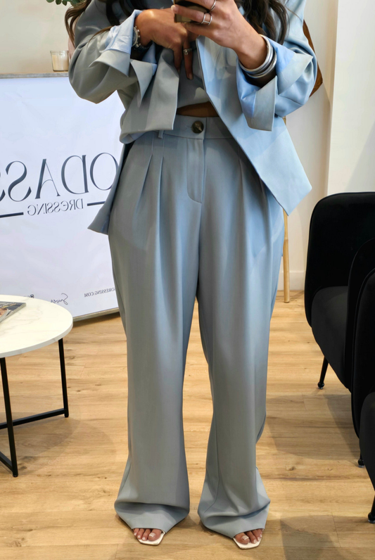 Pantalon Tailleur Large Ciel