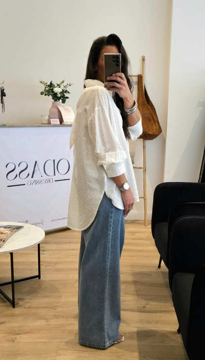 Chemise Blanche Détail Nœud Dos – Style Féminin & Raffiné