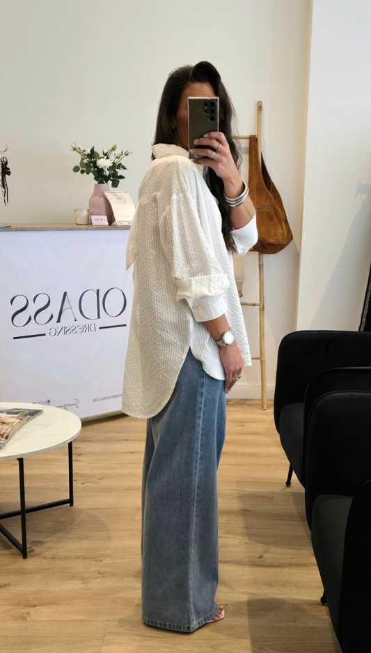 Chemise Blanche Détail Nœud Dos – Style Féminin & Raffiné