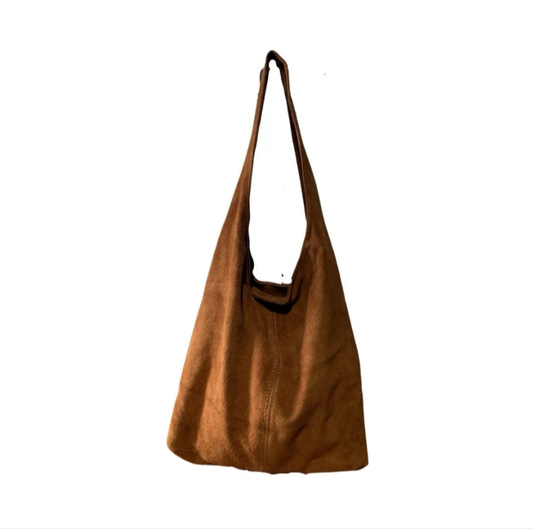 Grand Sac en Cuir Suédé de Vachette Camel