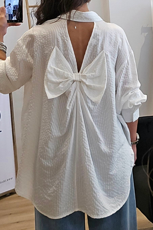 Chemise Blanche Détail Nœud Dos – Style Féminin & Raffiné