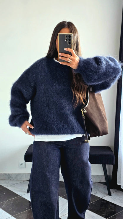 Pull Oversize Kid Mohair – Bleu Nuit