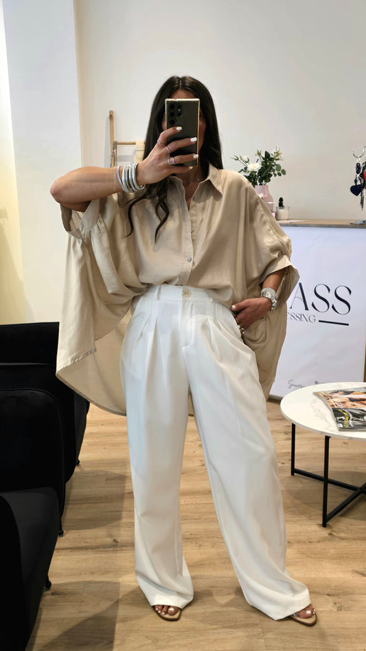 Chemise oversize fluide beige