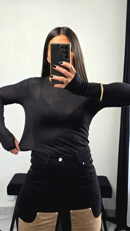 T-shirt Fin Manches Longues – Noir