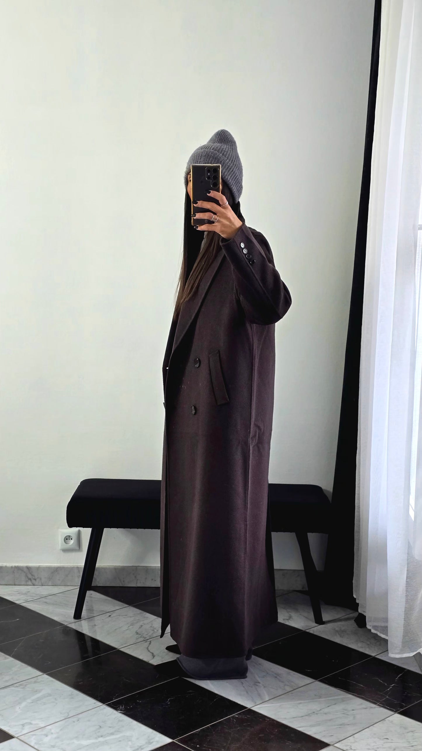 Manteau Extra Long en Laine – Chocolat
