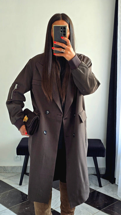 Manteau Long Esprit Blazer Bombers – Chocolat