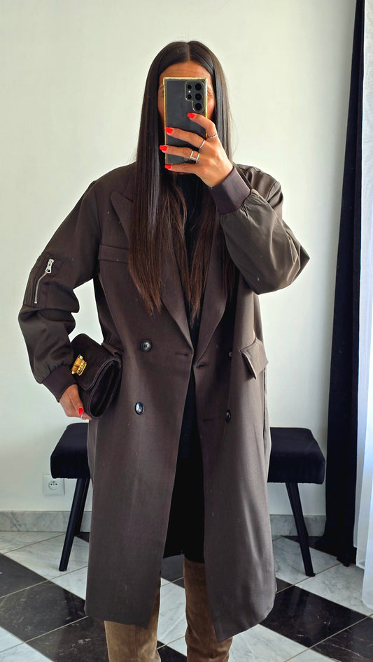 Manteau Long Esprit Blazer Bombers – Chocolat