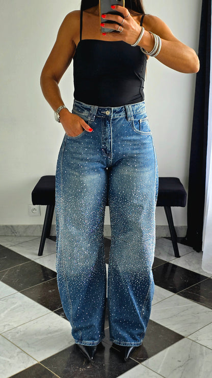 Jean Barrel Strass – Bleu Délavé