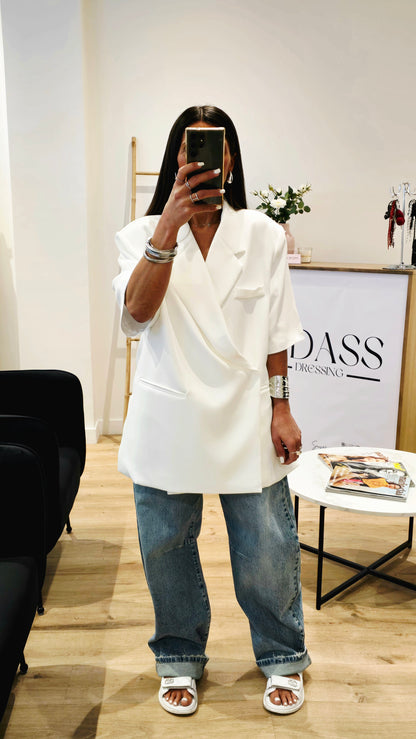 Blazer manches courtes structuré – Blanc