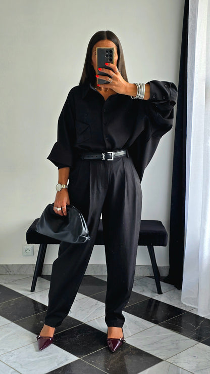 Pochette en cuir de vachette – Noir