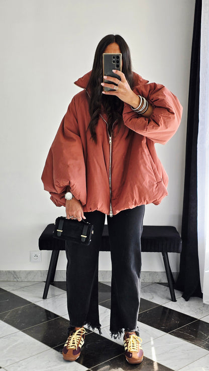 Manteau Oversize Cocooning Terracotta – Manches Ballon