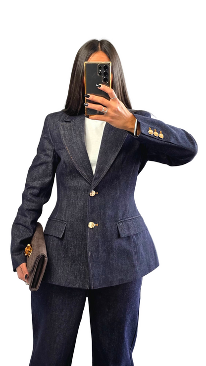 Veste Tailleur Structurée – Denim Brut