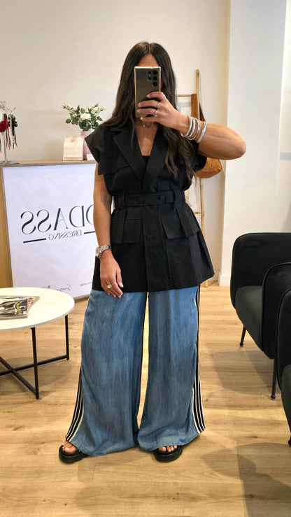 Veste Saharienne Sans Manches – Noir