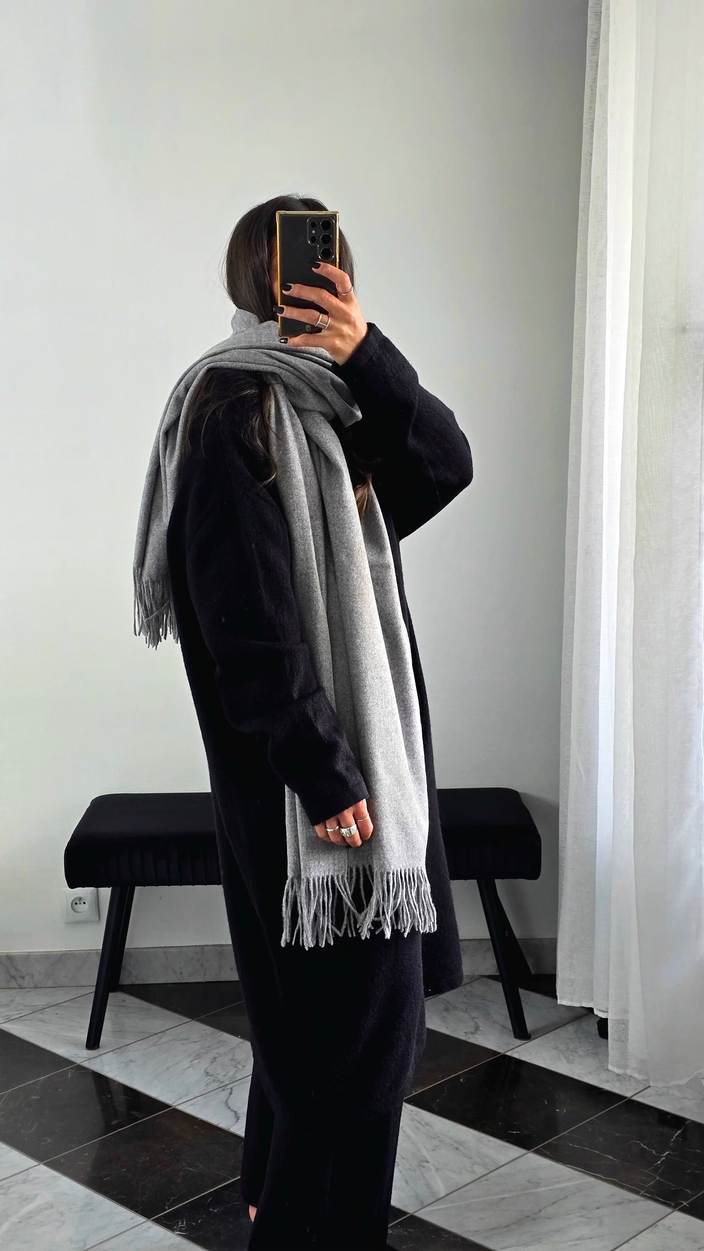 Écharpe Premium Cachemire & Laine – Gris Clair