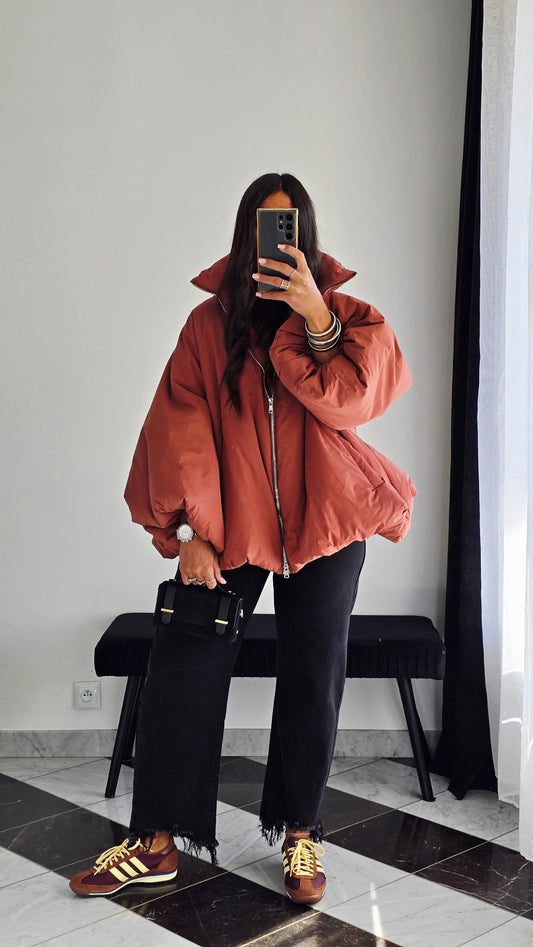 Manteau Oversize Cocooning Terracotta – Manches Ballon