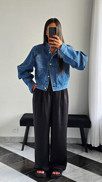 Veste en jean structurée – Détails manches sculptées