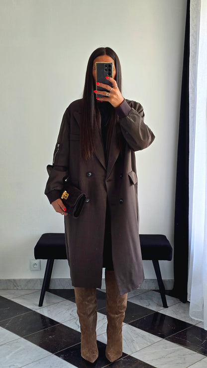Manteau Long Esprit Blazer Bombers – Chocolat